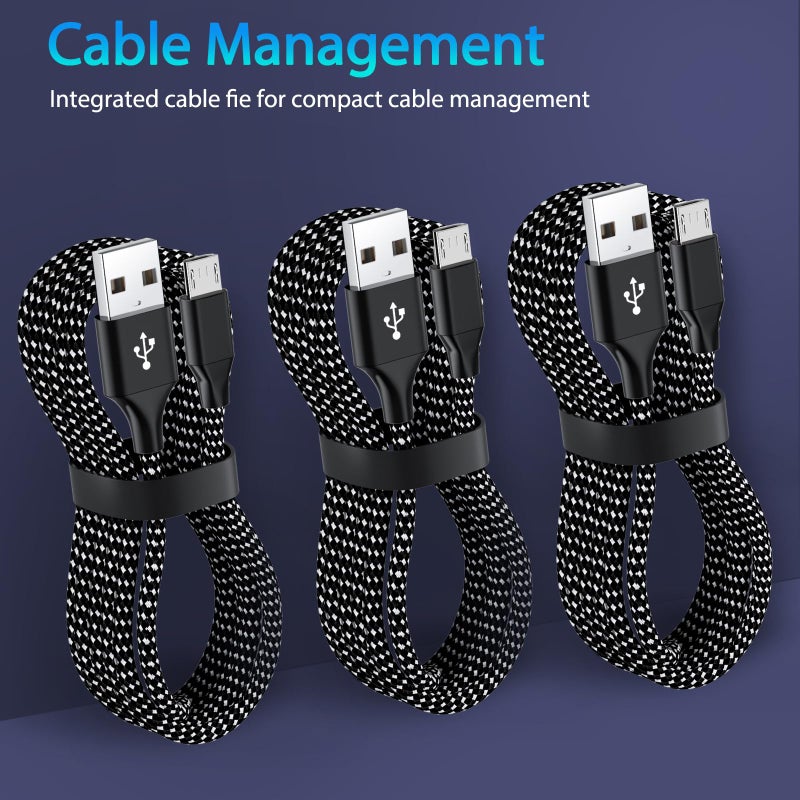 SCOVEE PS4 Controller Charger Cable 3-Pack 6FT for Xbox One Controller Dualshock 4,PS4 Charging Cord,Nylon Braided Micro USB Data Sync Cable for PlayStation 4 PS Slim Pro,Charge and Play Wire 6 ft - Image 5